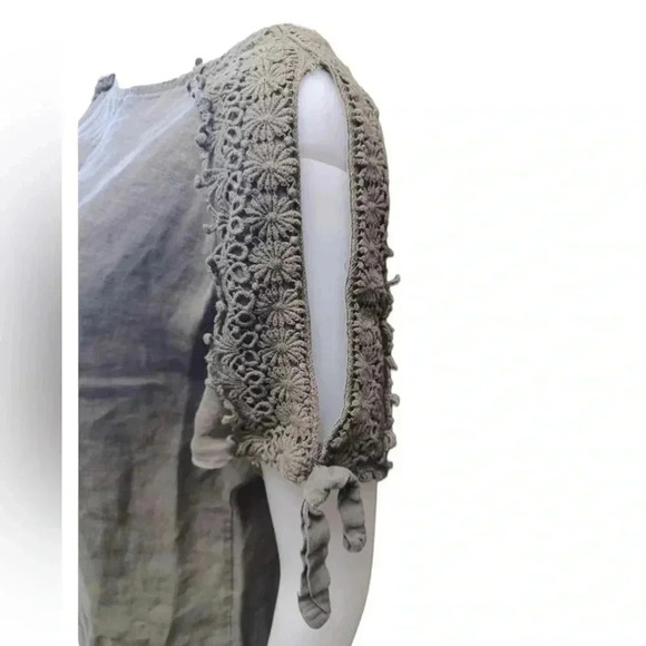 I Jeans 100% linen Olive Cold Shoulder Slip Mini Dress Size Small - Picture 5 of 10